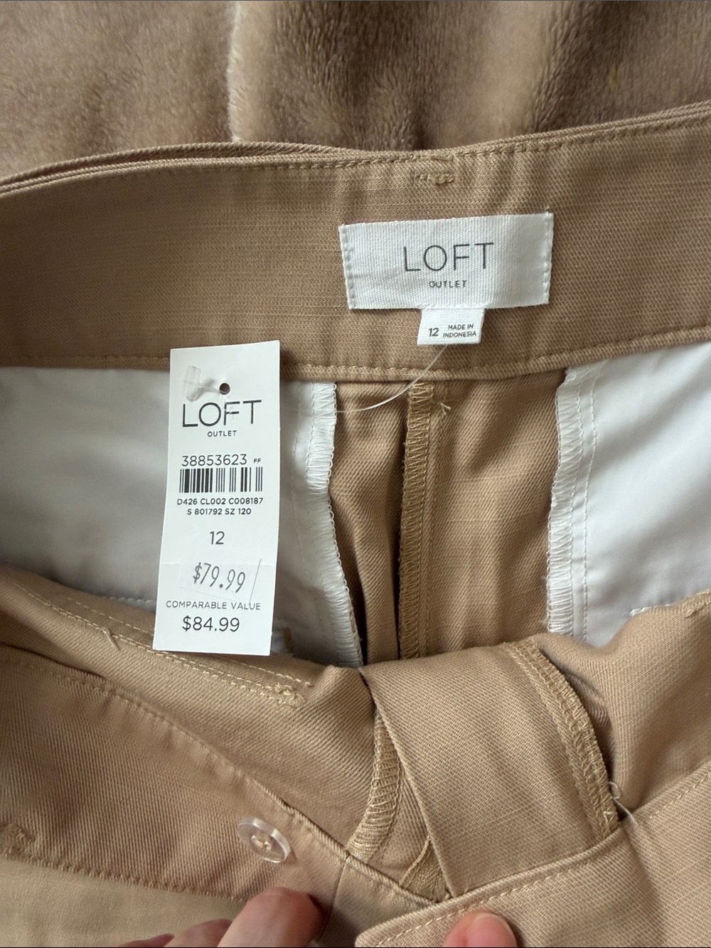 LOFT Tan High-Rise Wide Leg Ankle/Crop Pants with Belt - Picture 2 of 12